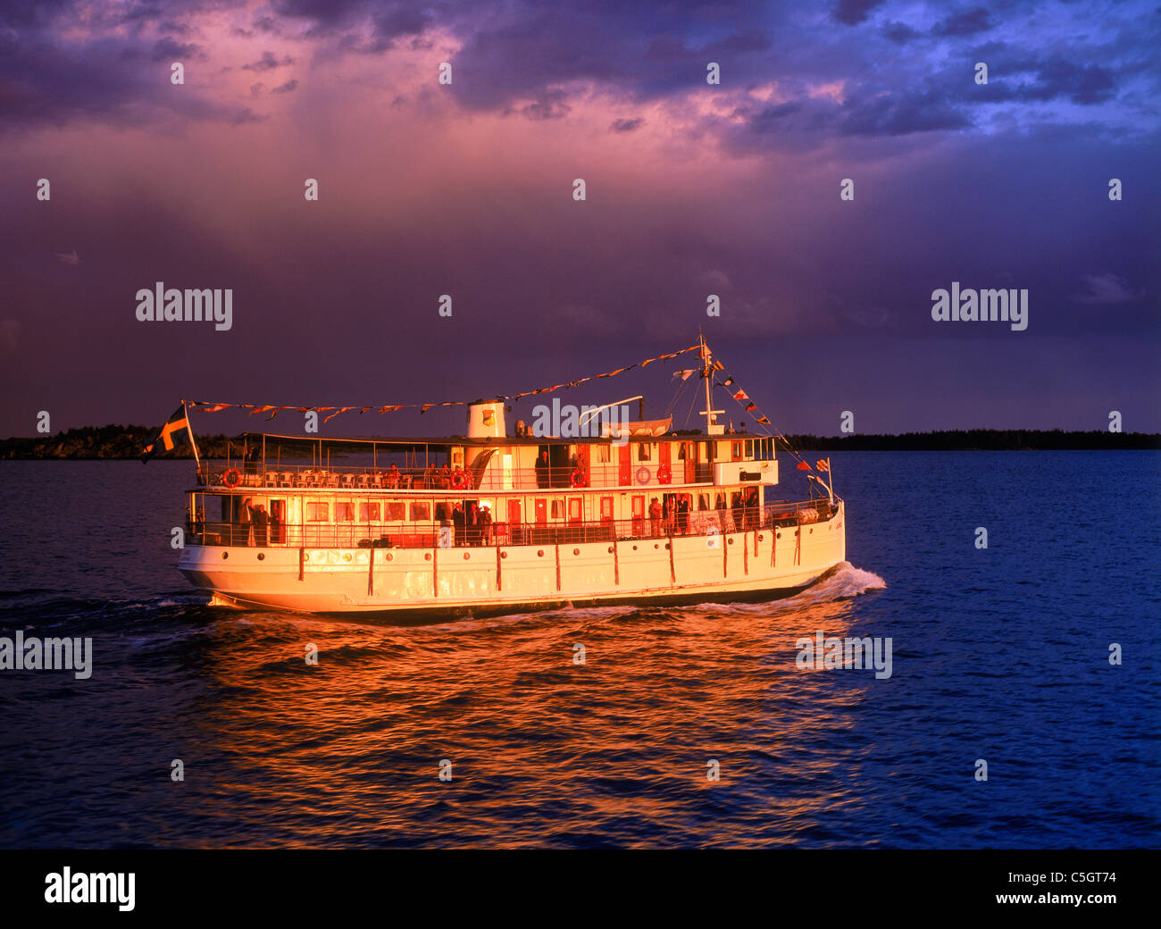 Gota Canal Boat Crossing Part Of Baltic Sea Off Sweden s East Coast gota-canal-boat-crossing-part-of-baltic-sea-off-sweden-s-east-coast