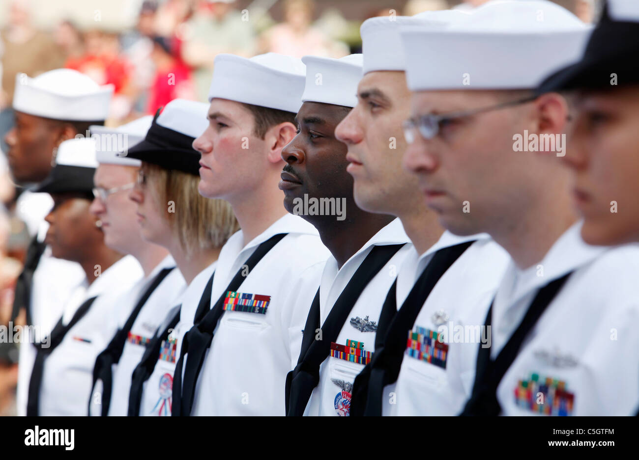 U.S. Navy sailors in formation Stock Photo