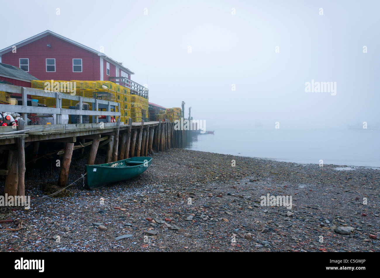 Beach and fog Bass Harbor Maine coast United States Stock Photo