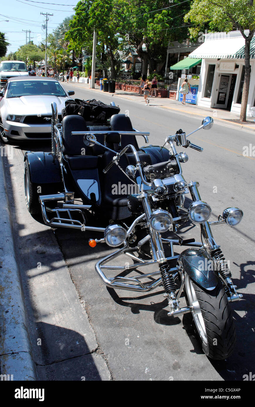 Trike motorcycle on Duval Street Key West Stock Photo Alamy