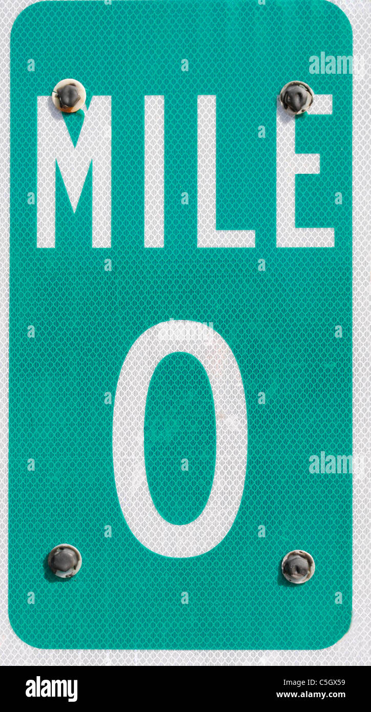 Mile 0 sign on the Florida scenic highway 1 Stock Photo