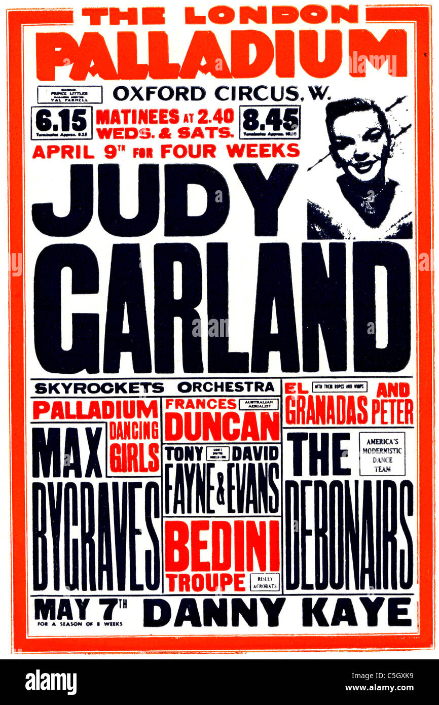 JUDY GARLAND (1922-1969) US singer and film actress at the London Palladium in April 1951 Stock Photo