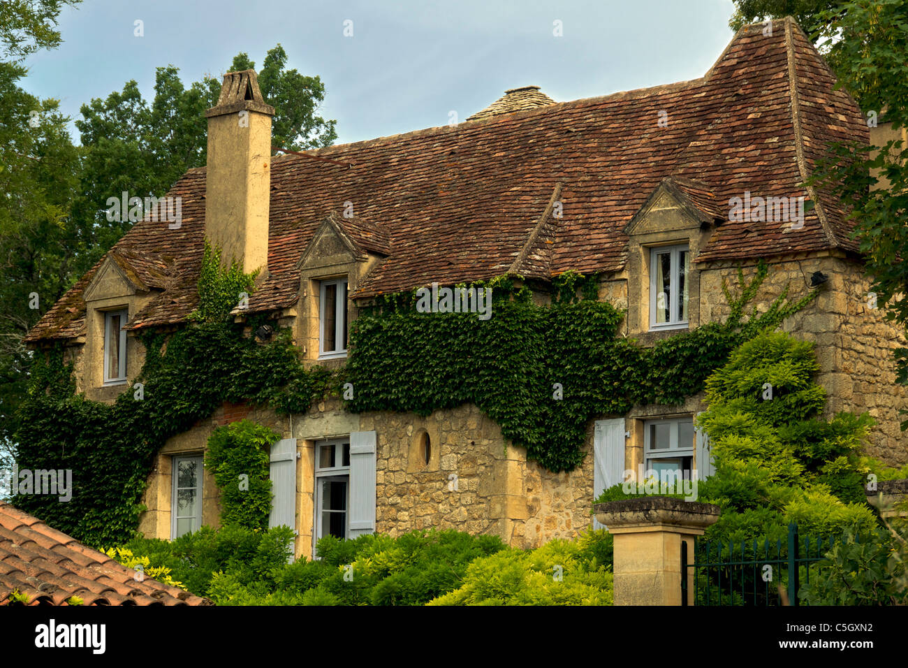 Beautiful stone mansion Domme Dordogne Aquitaine France Stock Photo