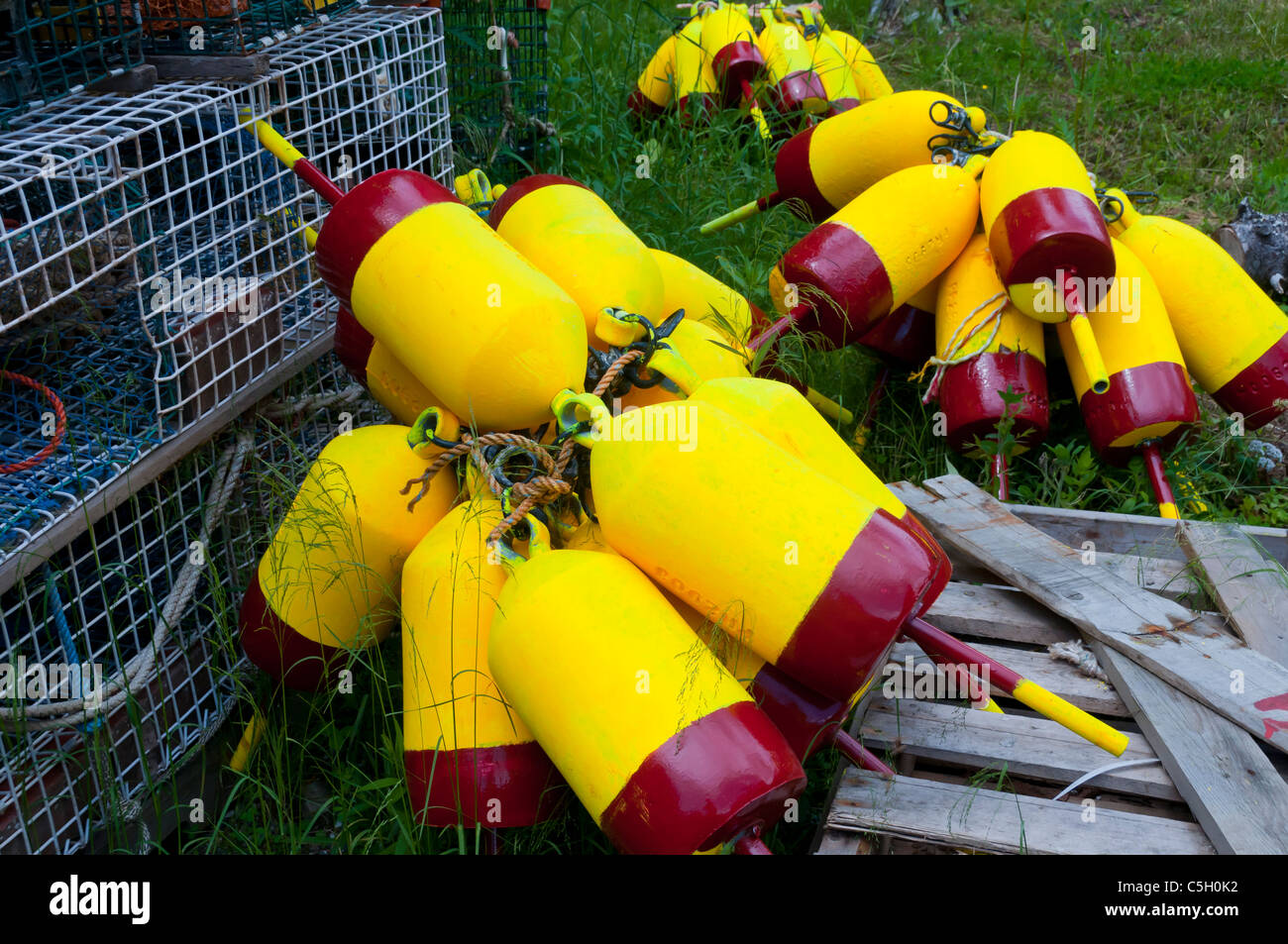 Colorful lobster buoys hi-res stock photography and images - Alamy
