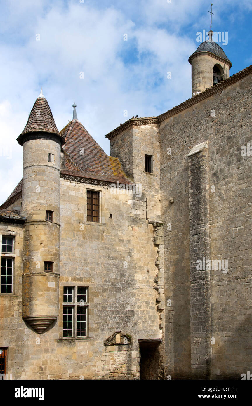 Medieval courtyard of Saint Ferme Church Entre Deux Mer Aquitaine France Stock Photo