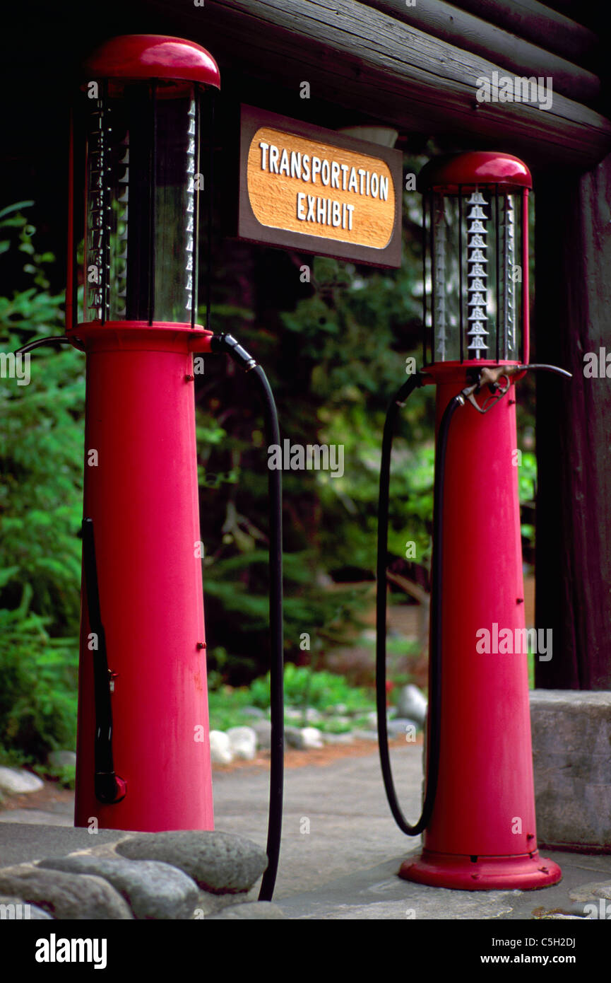 Old Gas Pumps on Display at Transportation Exhibit in former Gas