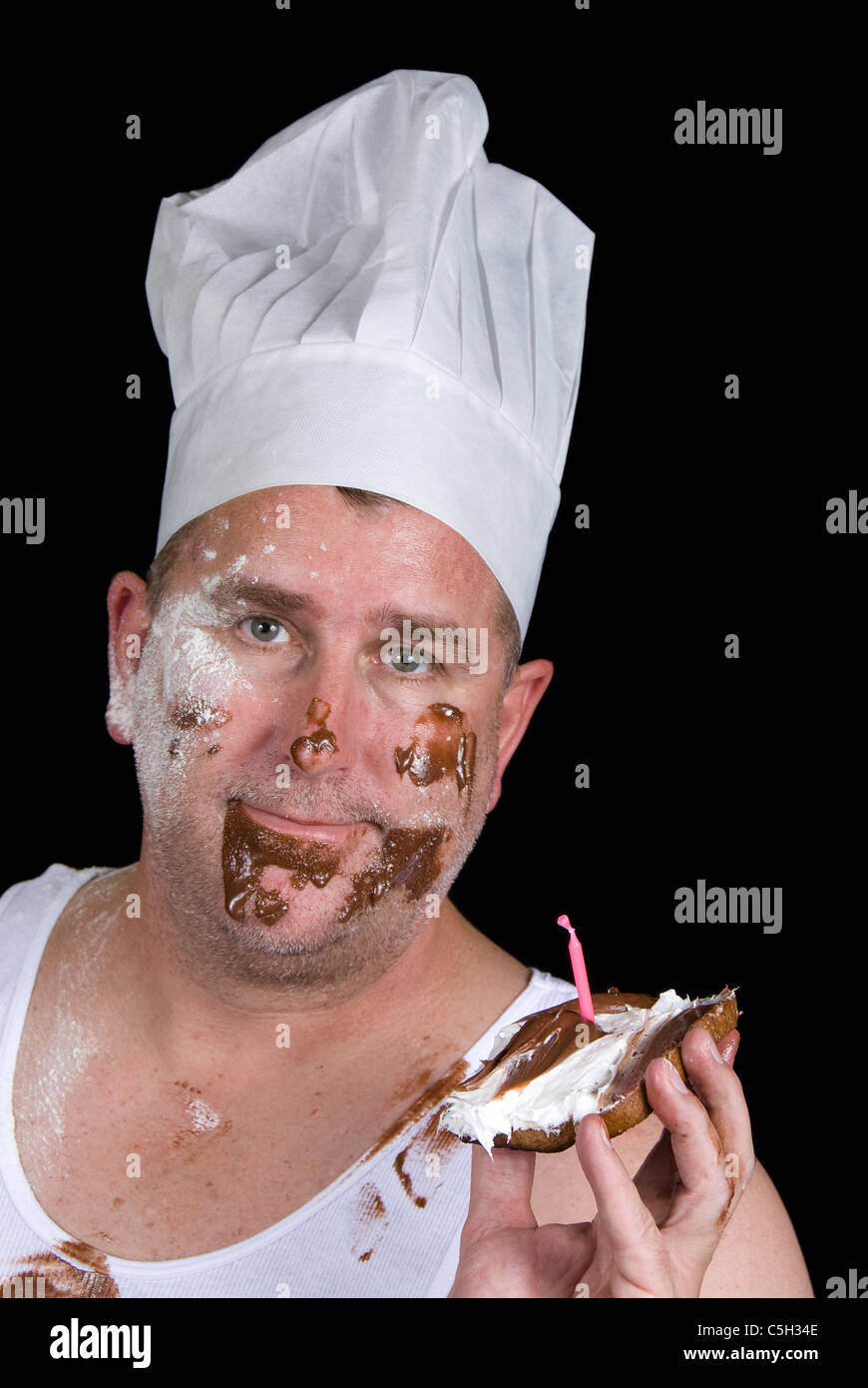 A chef shows off his creation of birthday toast with vanilla and