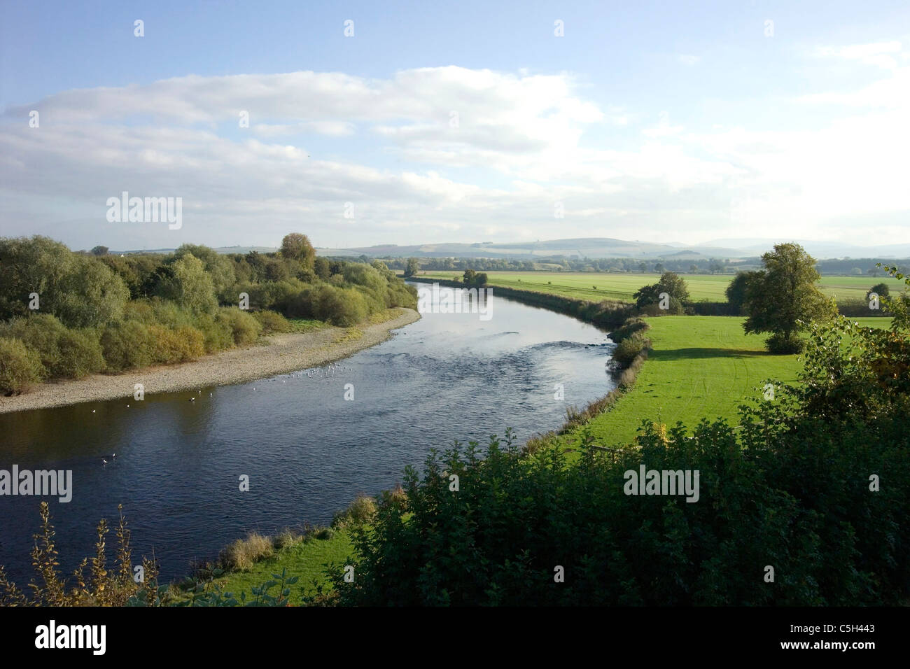 River Tweed looking West from Coldstream - Scottish Borders Stock Photo ...