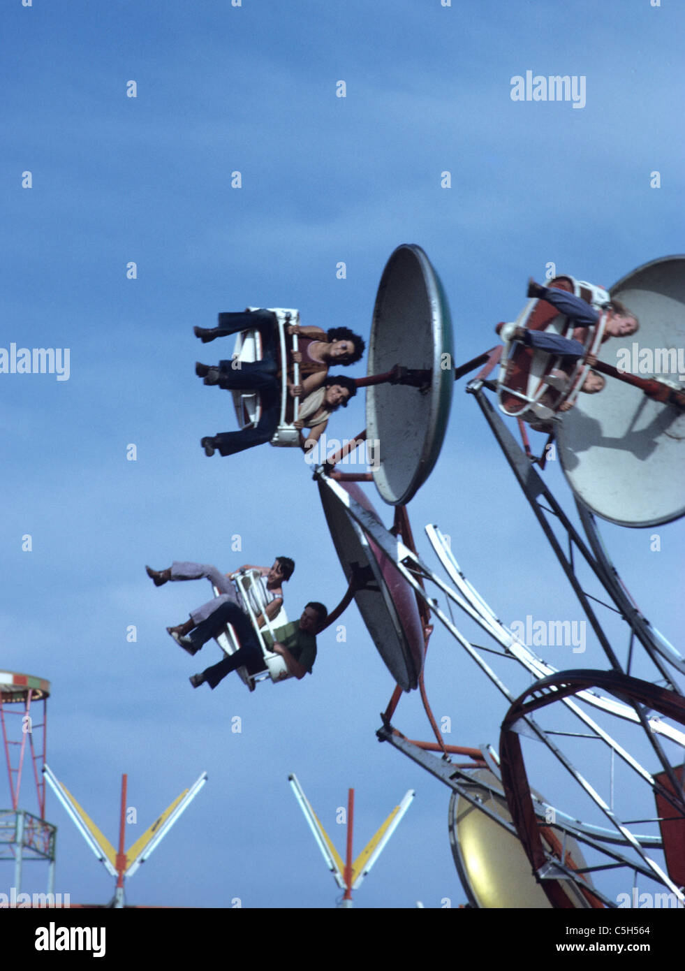 Vallejo, California. people ride carnival ride at solano county fair