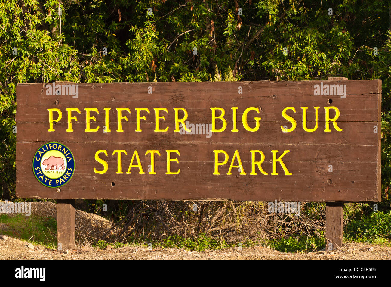 Entrance sign, Pfeiffer Big Sur State Park, Big Sur, California Stock Photo