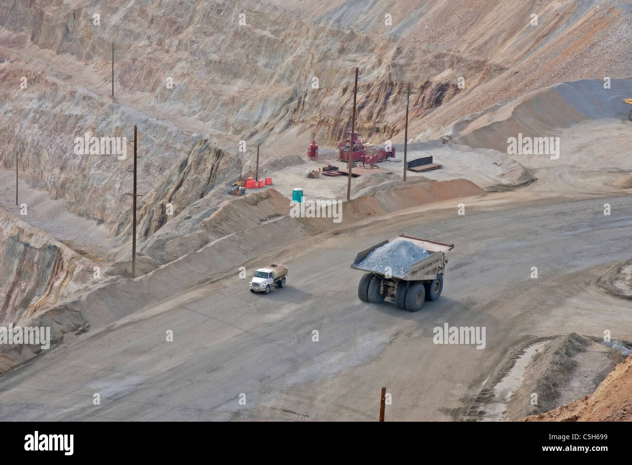 The Bingham Canyon Mine, or Kennecott Copper Mine, in Salt Lake City, Utah, is the 2nd highest copper producer in the USA. Stock Photo