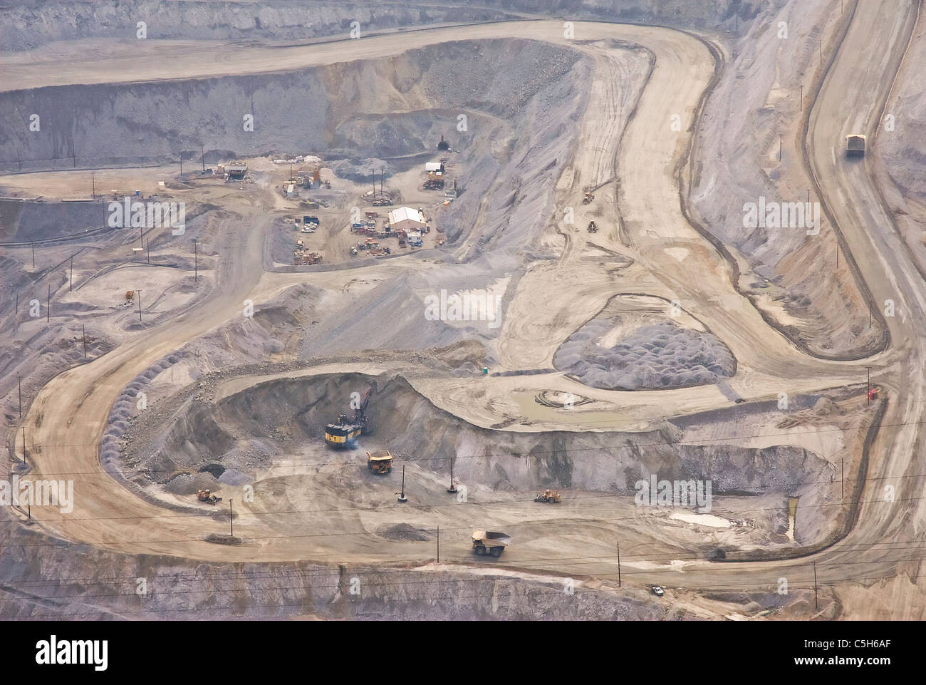 The Bingham Canyon Mine, or Kennecott Copper Mine, in Salt Lake City, Utah, is the 2nd highest copper producer in the USA. Stock Photo