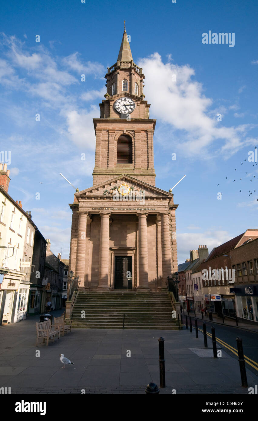 Town Hall and 18th century clock tower in Berwick upon Tweed - Northumberland Stock Photo