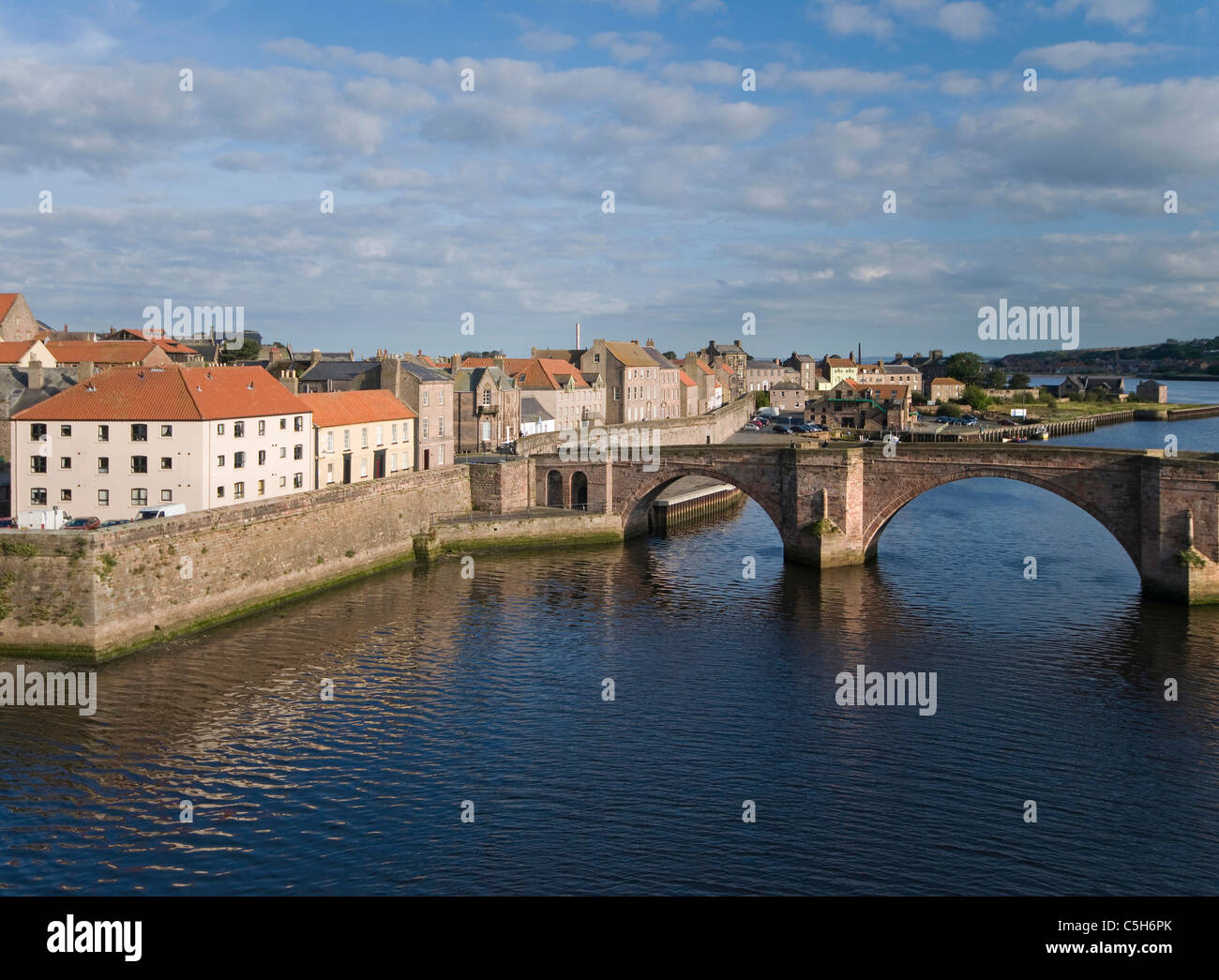 View of Berwick on Tweed and bridge Stock Photo