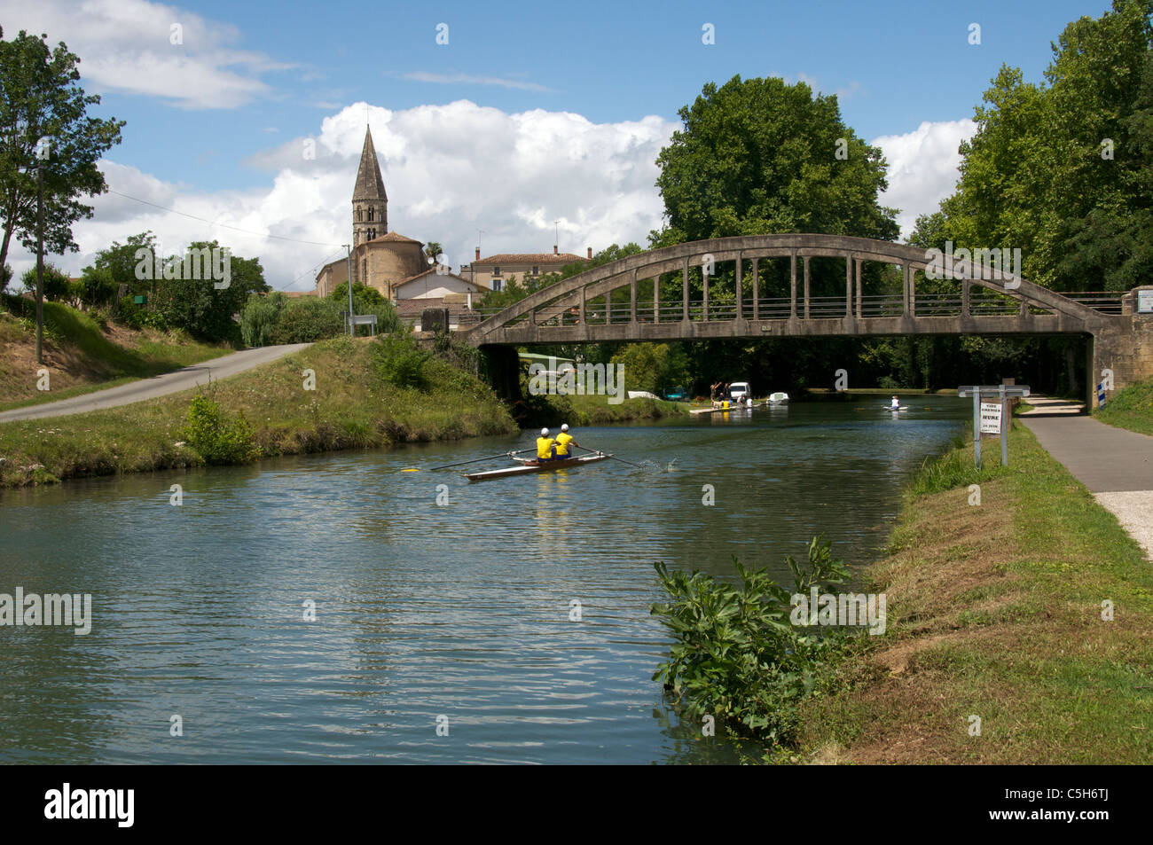 Sculling Garonne Canal Aquitaine France Stock Photo