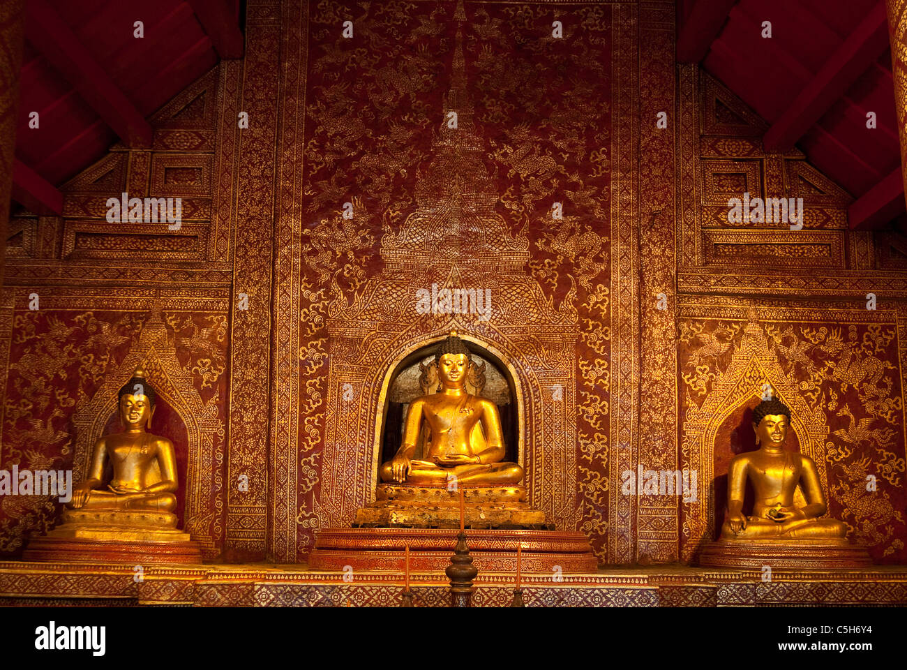 Wat Phra Singh Woramahaviharn in Chiang Mai Thailand. Stock Photo