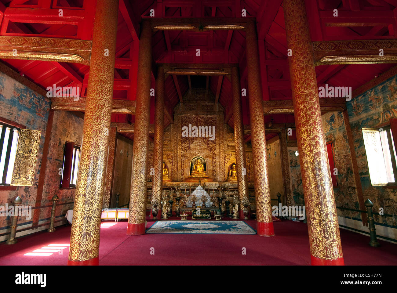 Wat Phra Singh Woramahaviharn in Chiang Mai Thailand. Stock Photo
