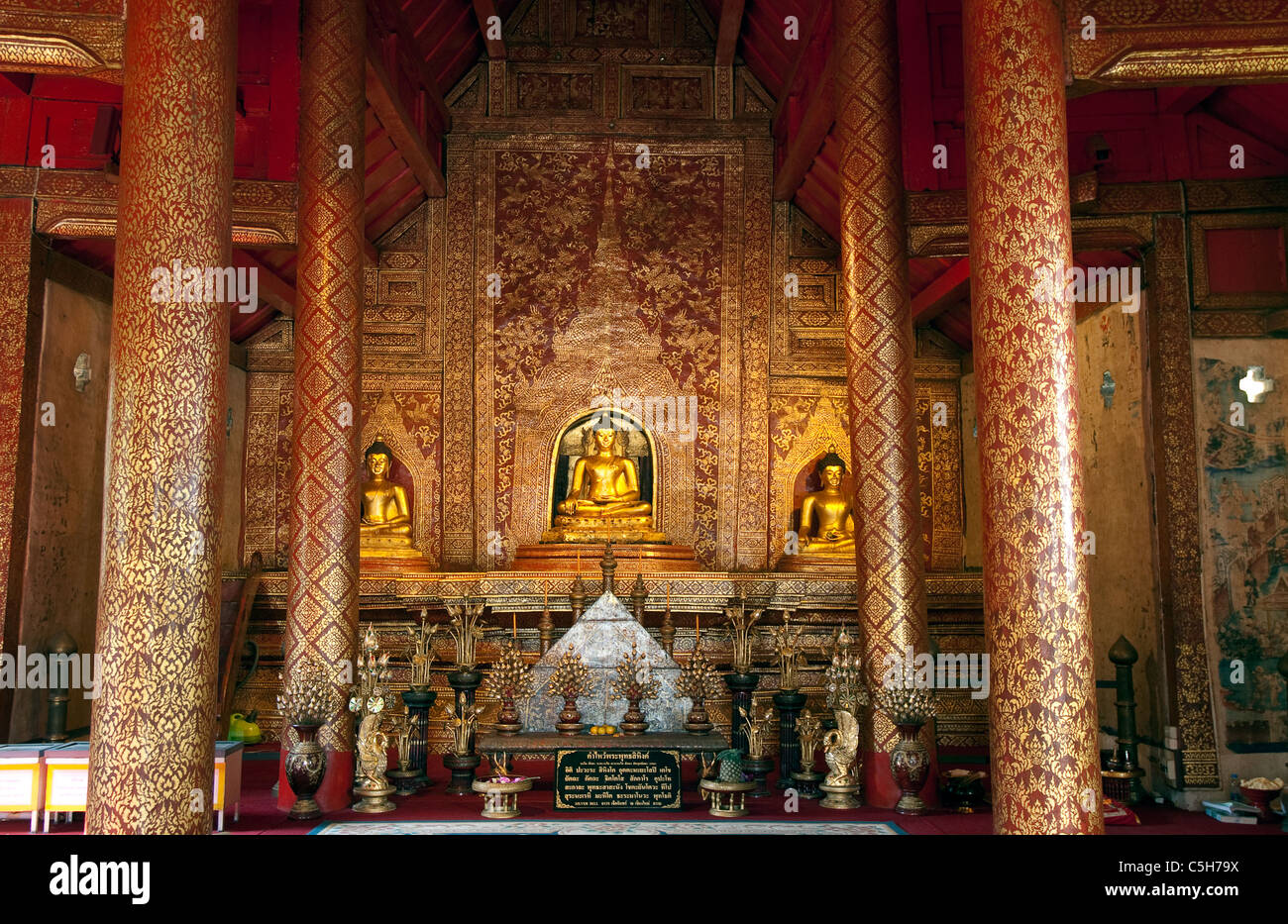 Wat Phra Singh Woramahaviharn in Chiang Mai Thailand. Stock Photo