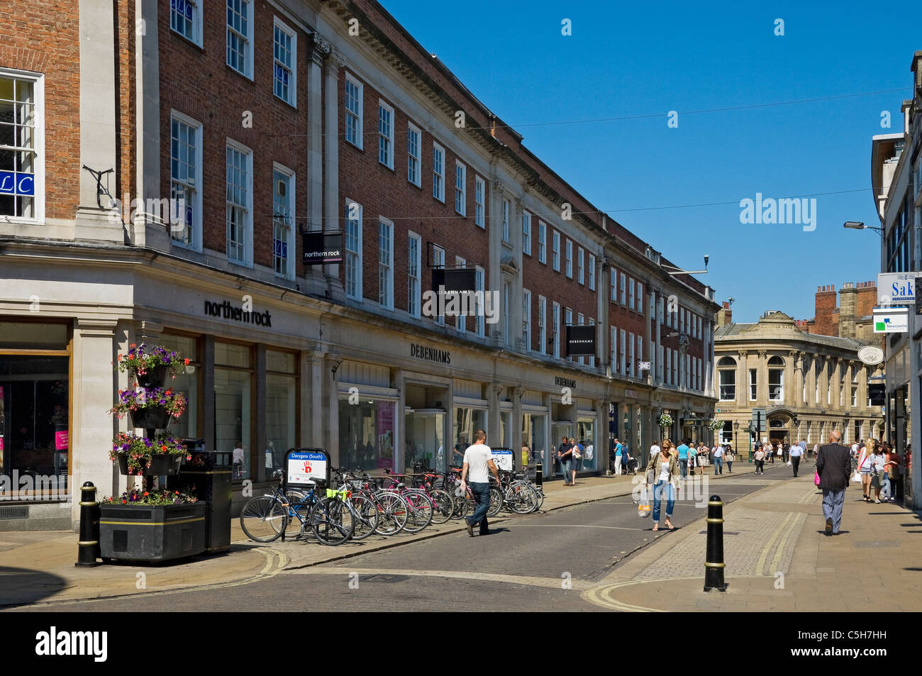 Shops stores in the city town centre in summer Davygate York North Yorkshire England UK United Kingdom GB Great Britain Stock Photo