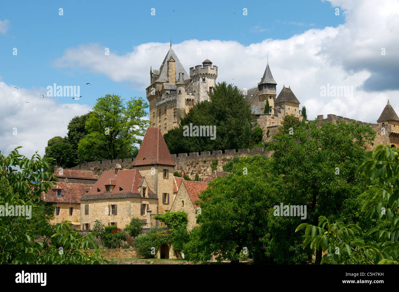 Chateau de Montford and village Aquitaine France Stock Photo