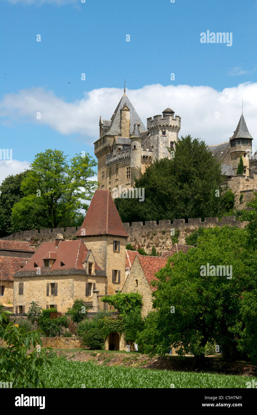 Chateau de Montfort and village Aquitaine France Stock Photo