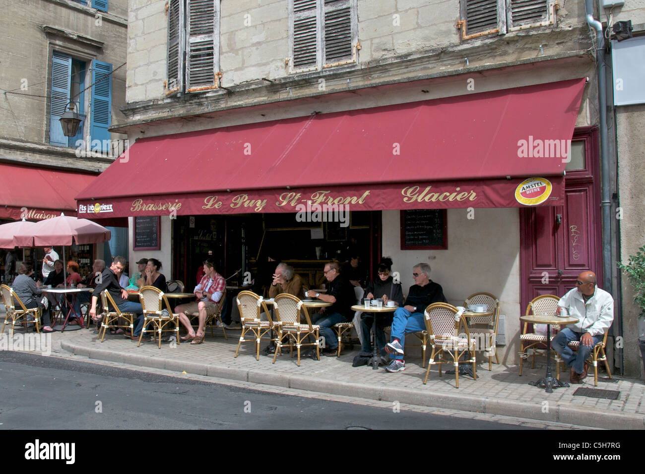 People enjoying a drink Le Puy Brasserie Perigueux Aquitaine France Stock Photo