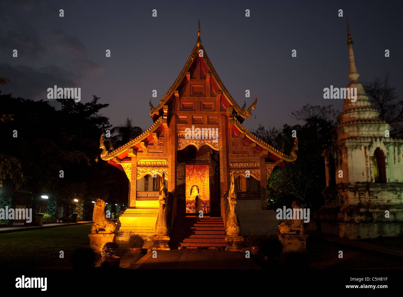 Wat Phra Singh Woramahaviharn in Chiang Mai Thailand. Stock Photo