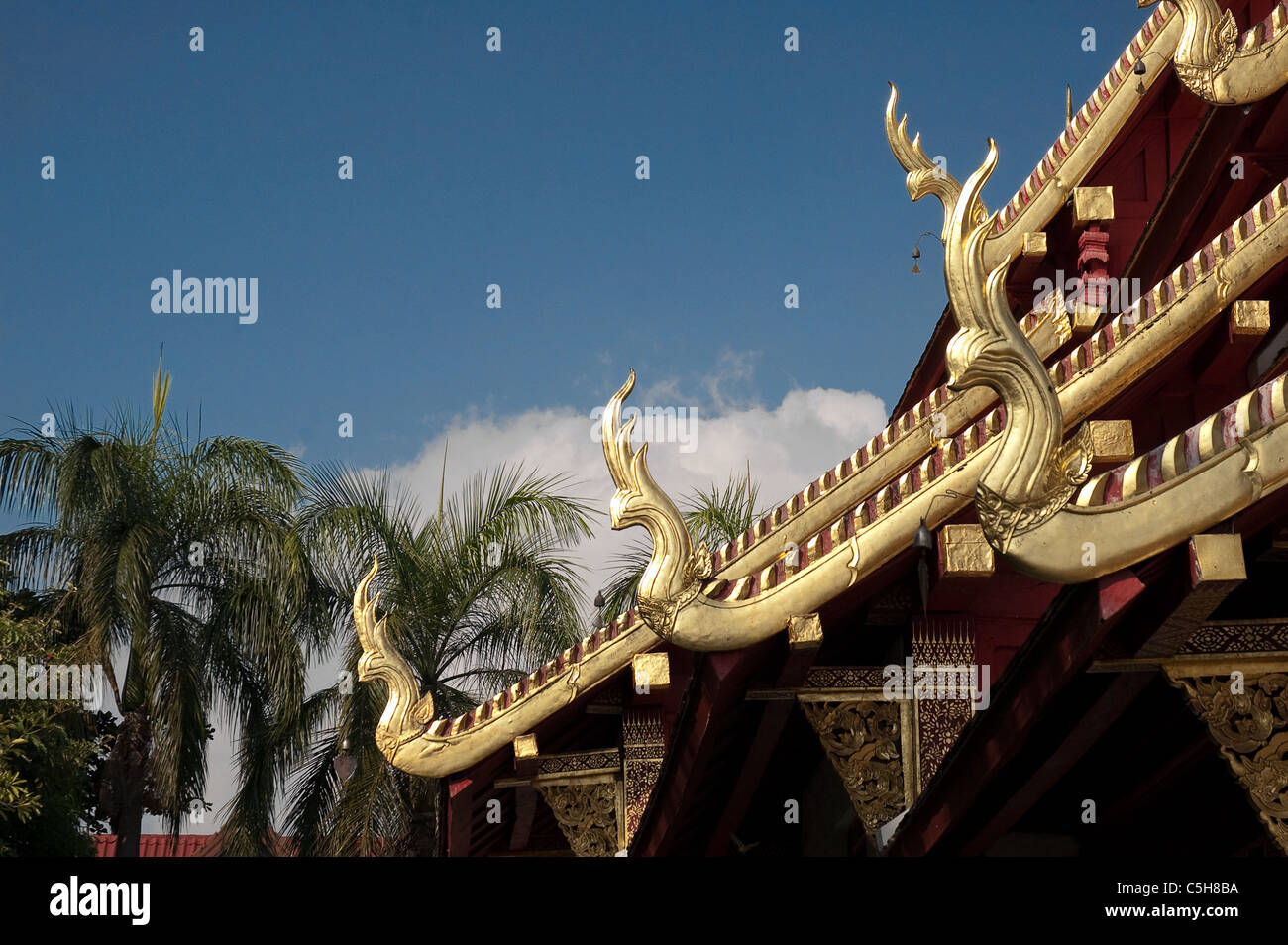 Wat Phra Singh Woramahaviharn in Chiang Mai Thailand. Stock Photo