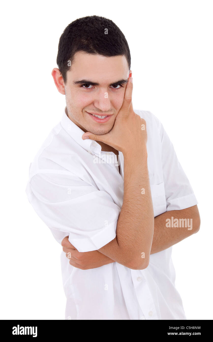 young casual man posing, isolated on white background Stock Photo - Alamy