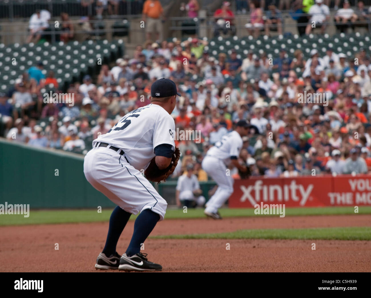 Branden Inge at 3rd base during the July 3, 2011 MLB gave between the Detroit Tigers and the San Francisco Stock Photo