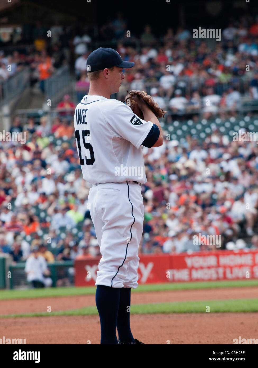 OBranden Inge at 3rd base during the July 3, 2011 MLB gave between the Detroit Tigers and the San Francis Stock Photo