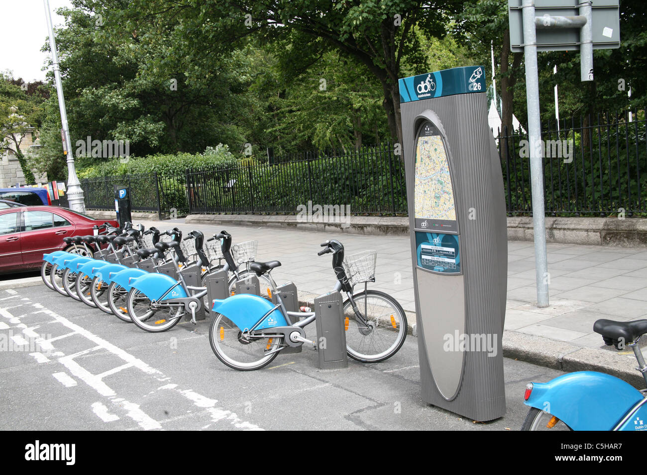 Dublin bikes scheme bicycle station on Merrion Square in Dublin Ireland Stock Photo