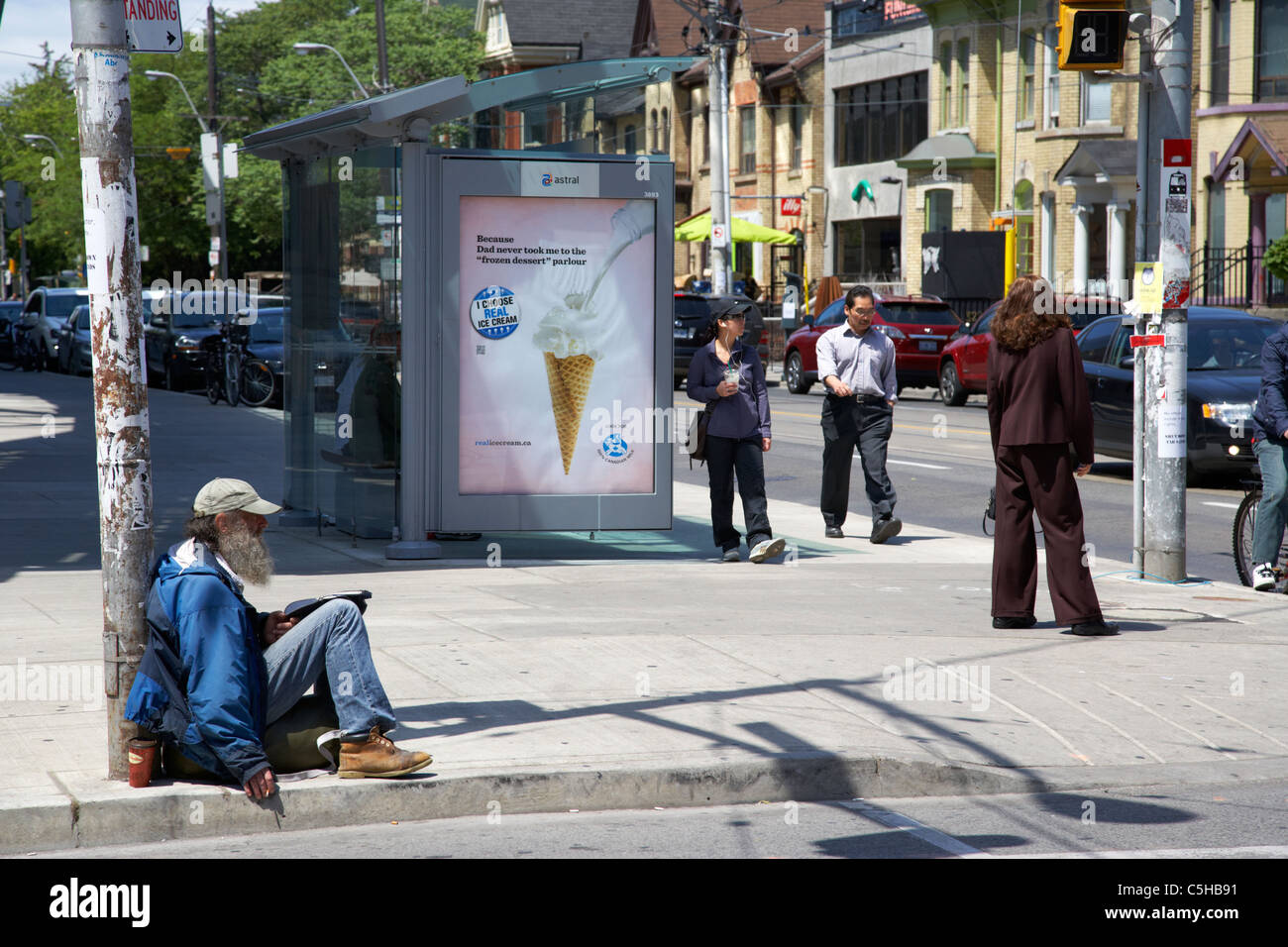 homeless man begging on the streets toronto ontario canada Stock Photo
