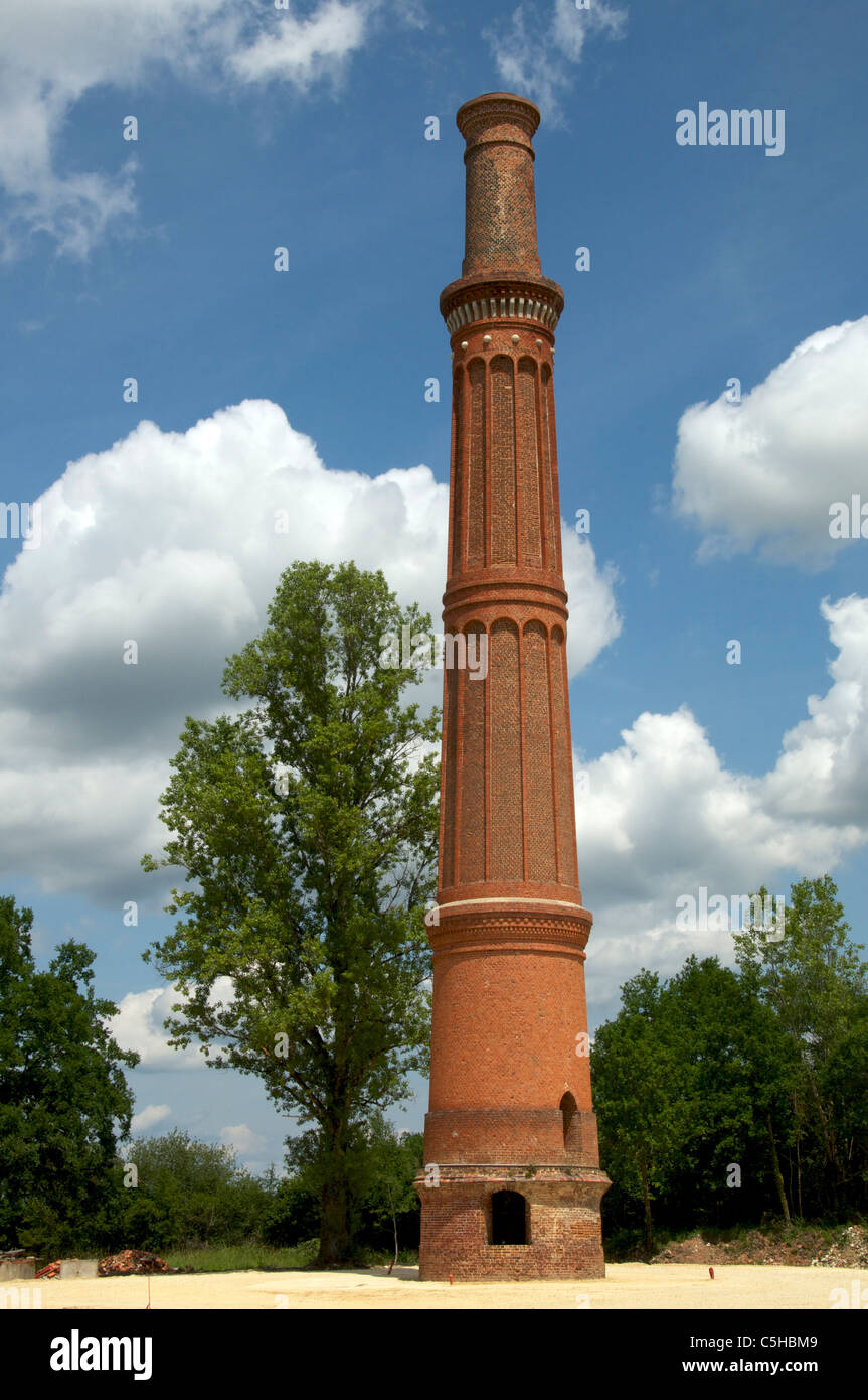 Brick chimney for brick kiln near Peyrilles Lot Department France Stock Photo