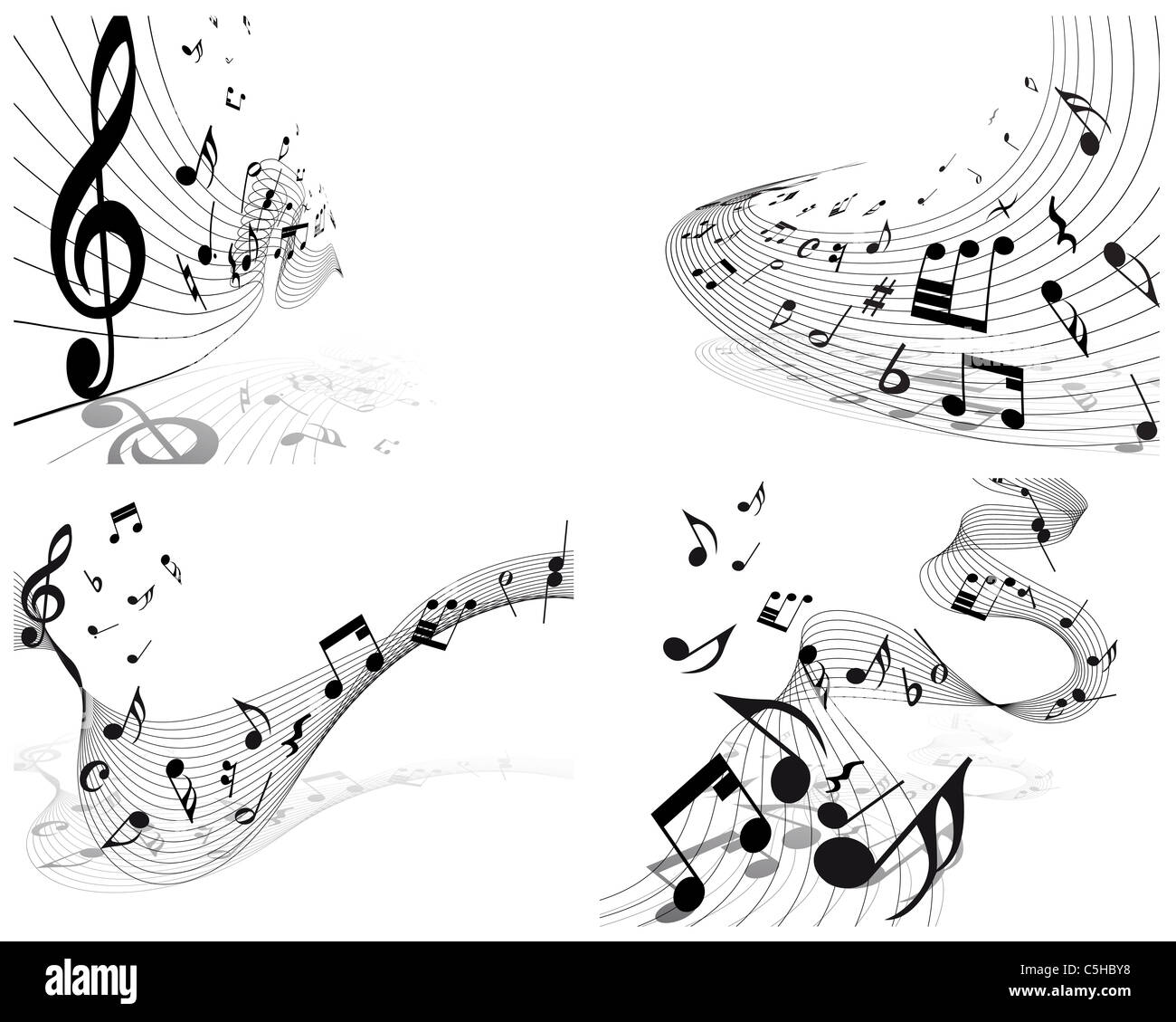 Vector musical notes staff backgrounds set for design use Stock Photo ...