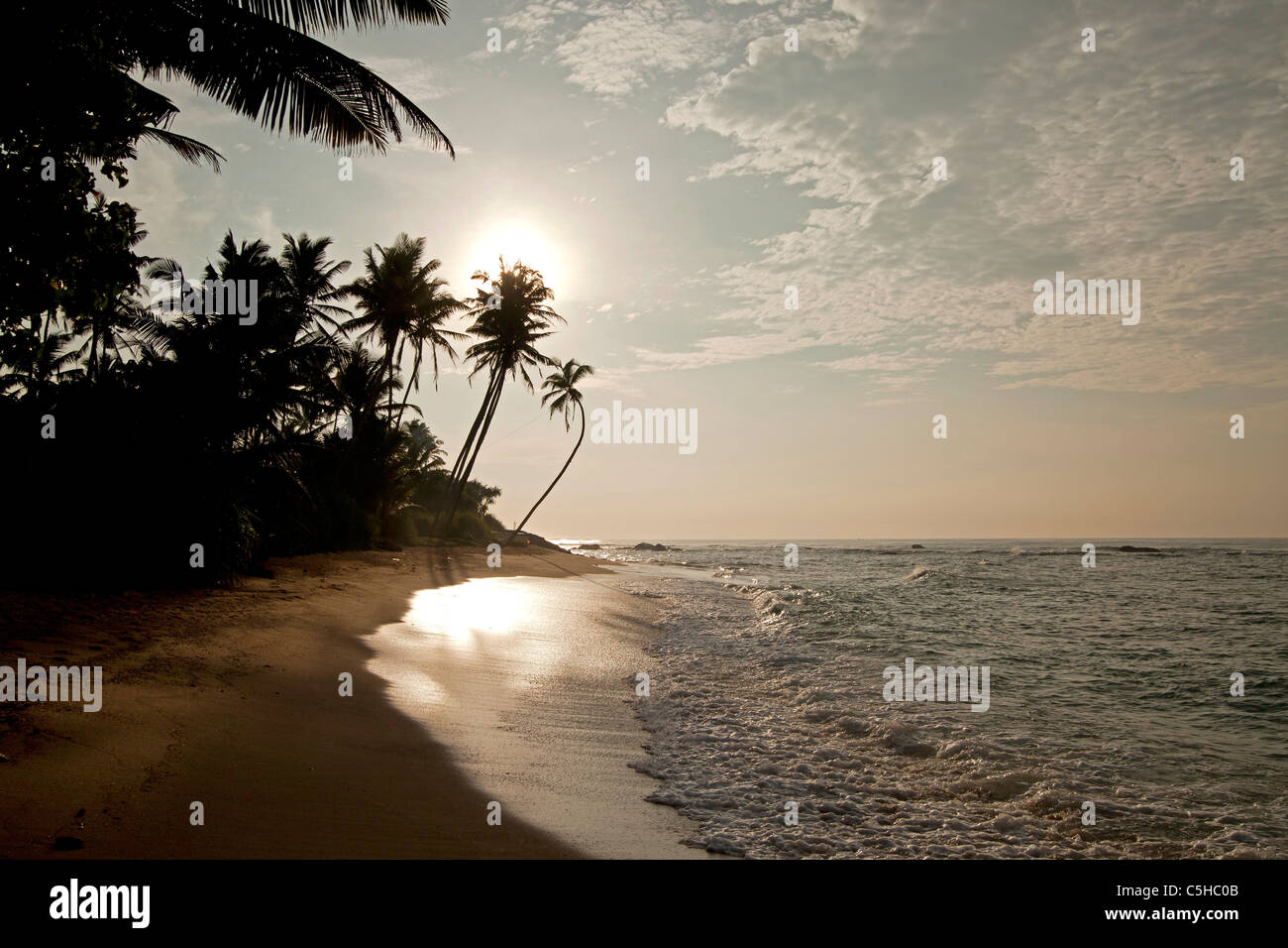 sunset at the beach in Polhena, Matara, LKA, Sri Lanka Stock Photo