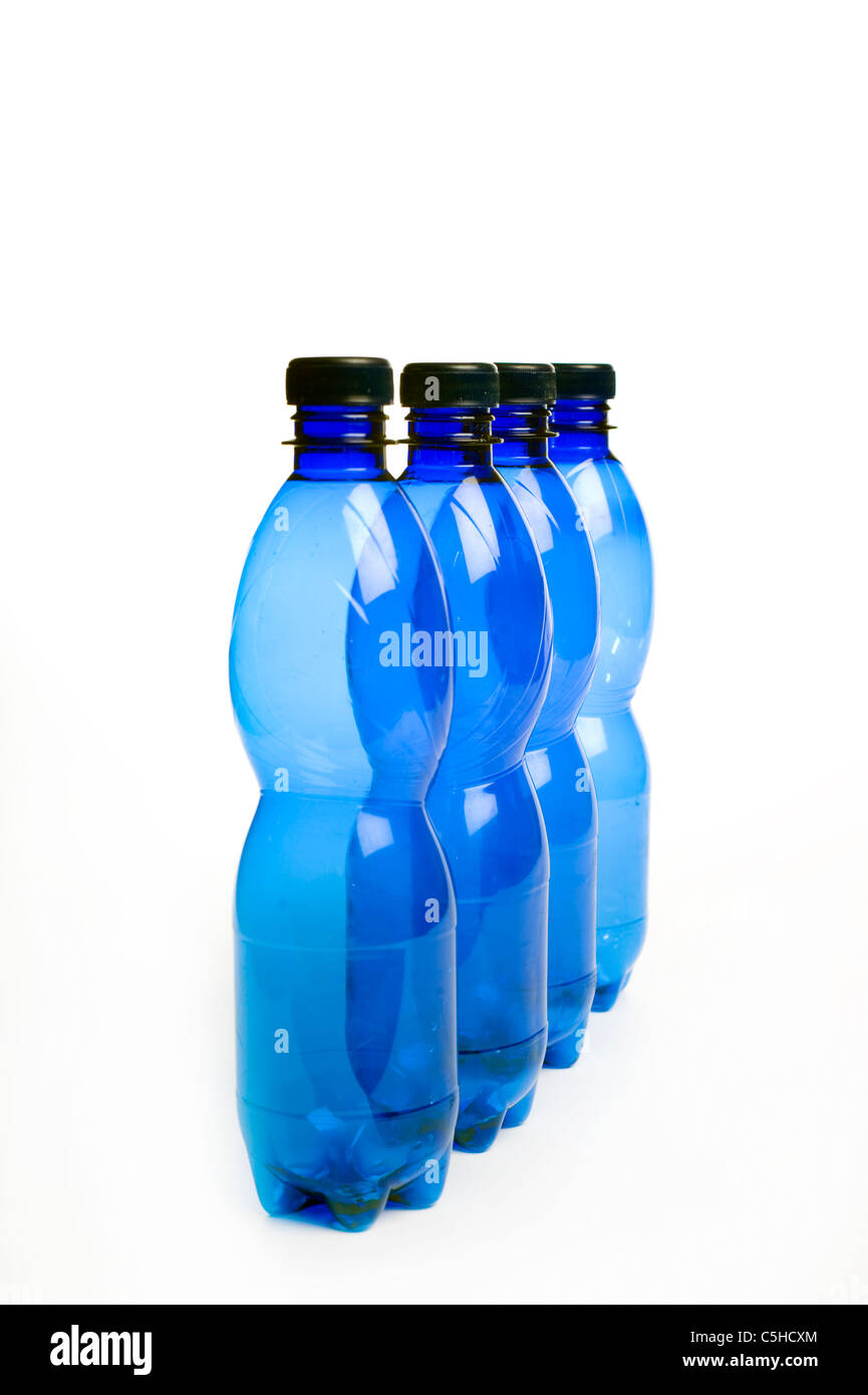 blue plastic bottle in a row Stock Photo Alamy