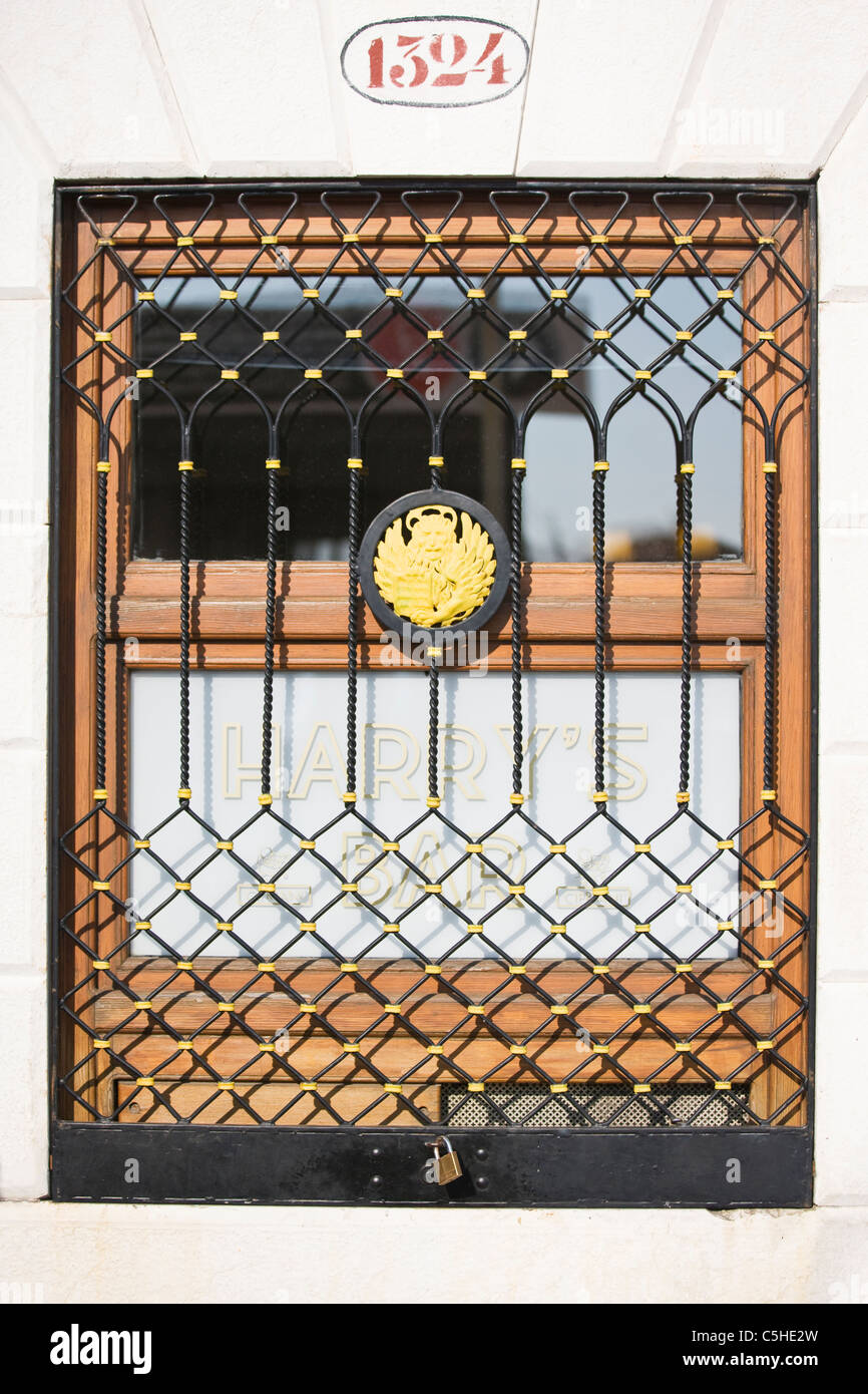 The window of Harry's Bar, Venice, Italy Stock Photo