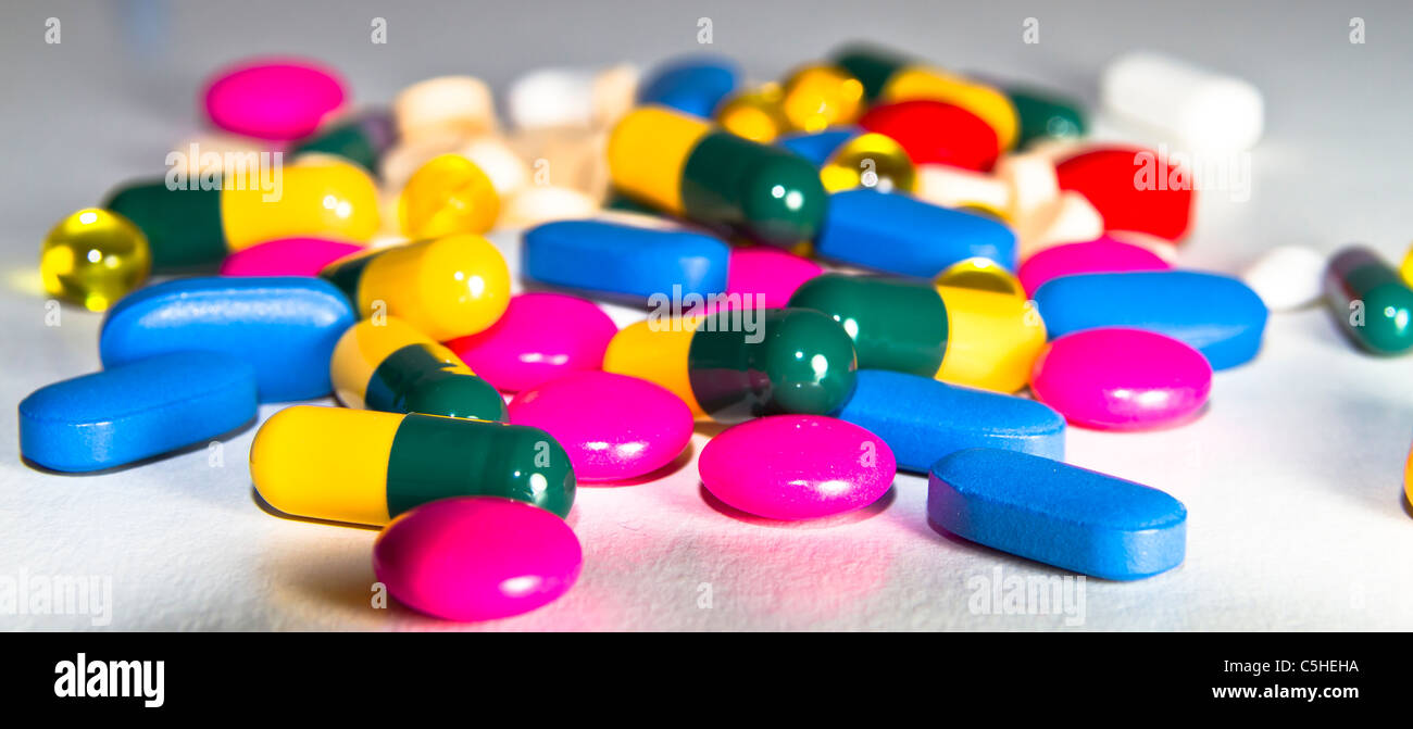Pile of pills Stock Photo