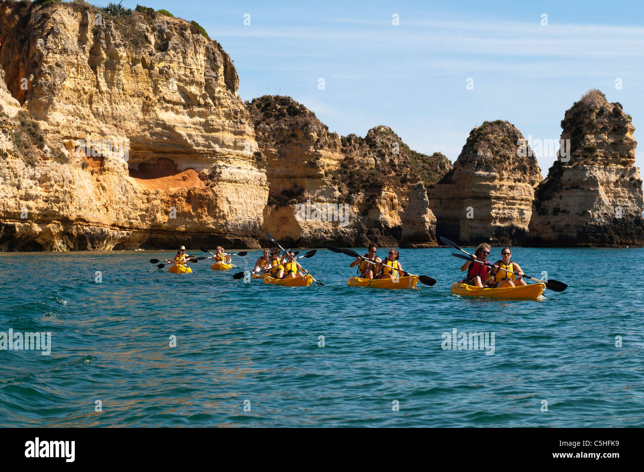Rugged coastline off Lagos, Algarve Portugal Stock Photo Alamy