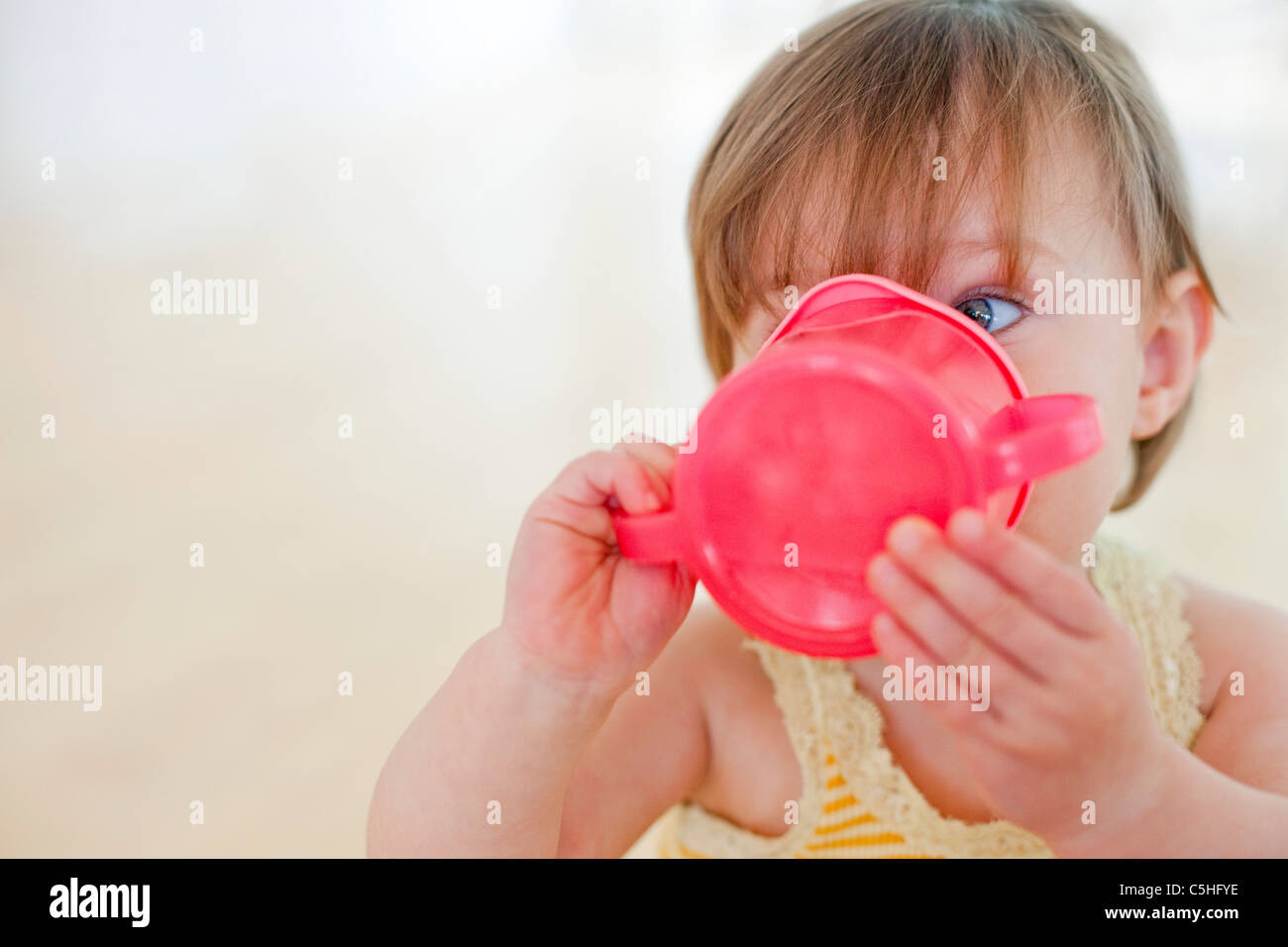 Toddler drinking Stock Photo Alamy