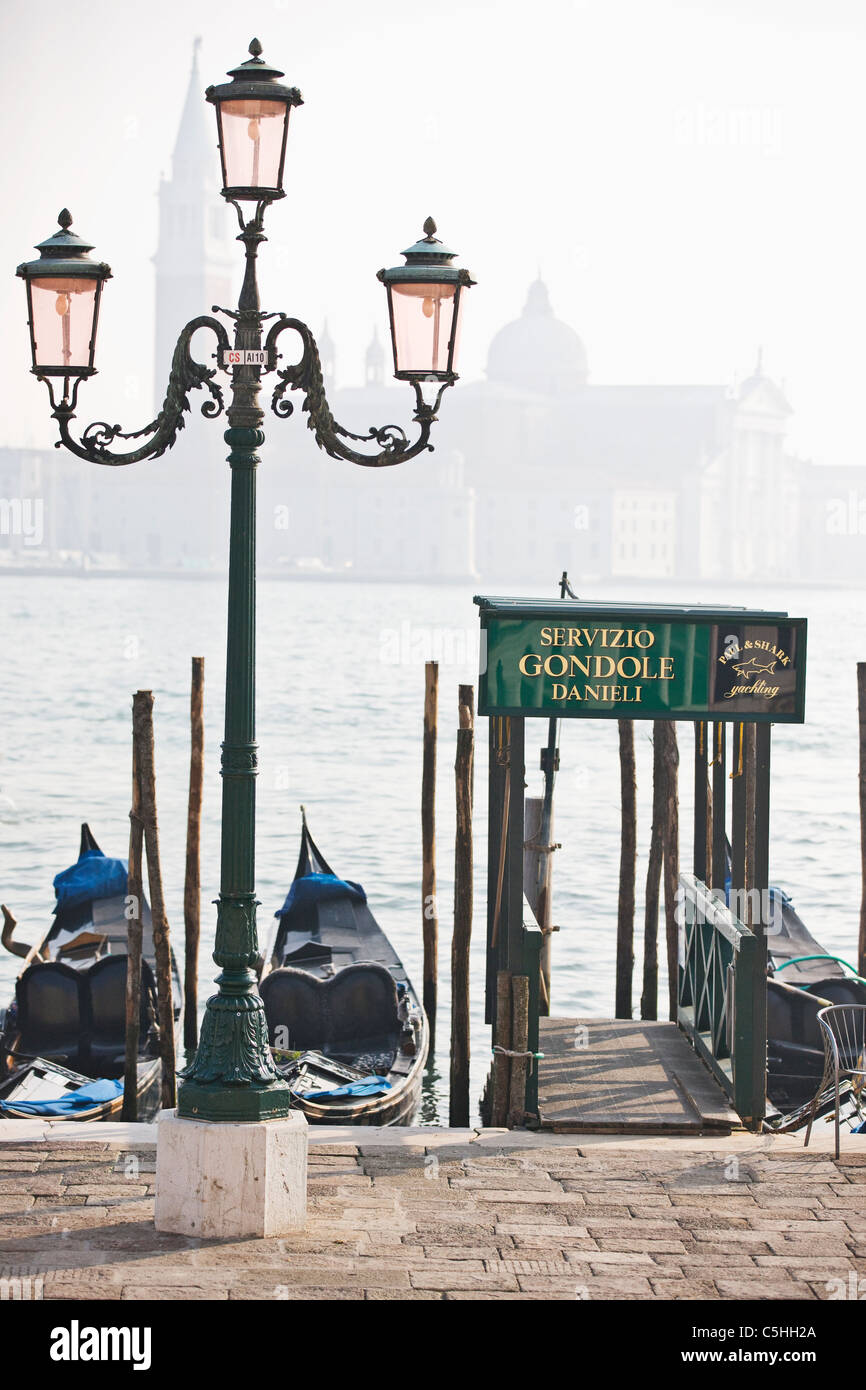 A gondola station on the Grand Canal, San, Marks, Venice, Italy Stock Photo