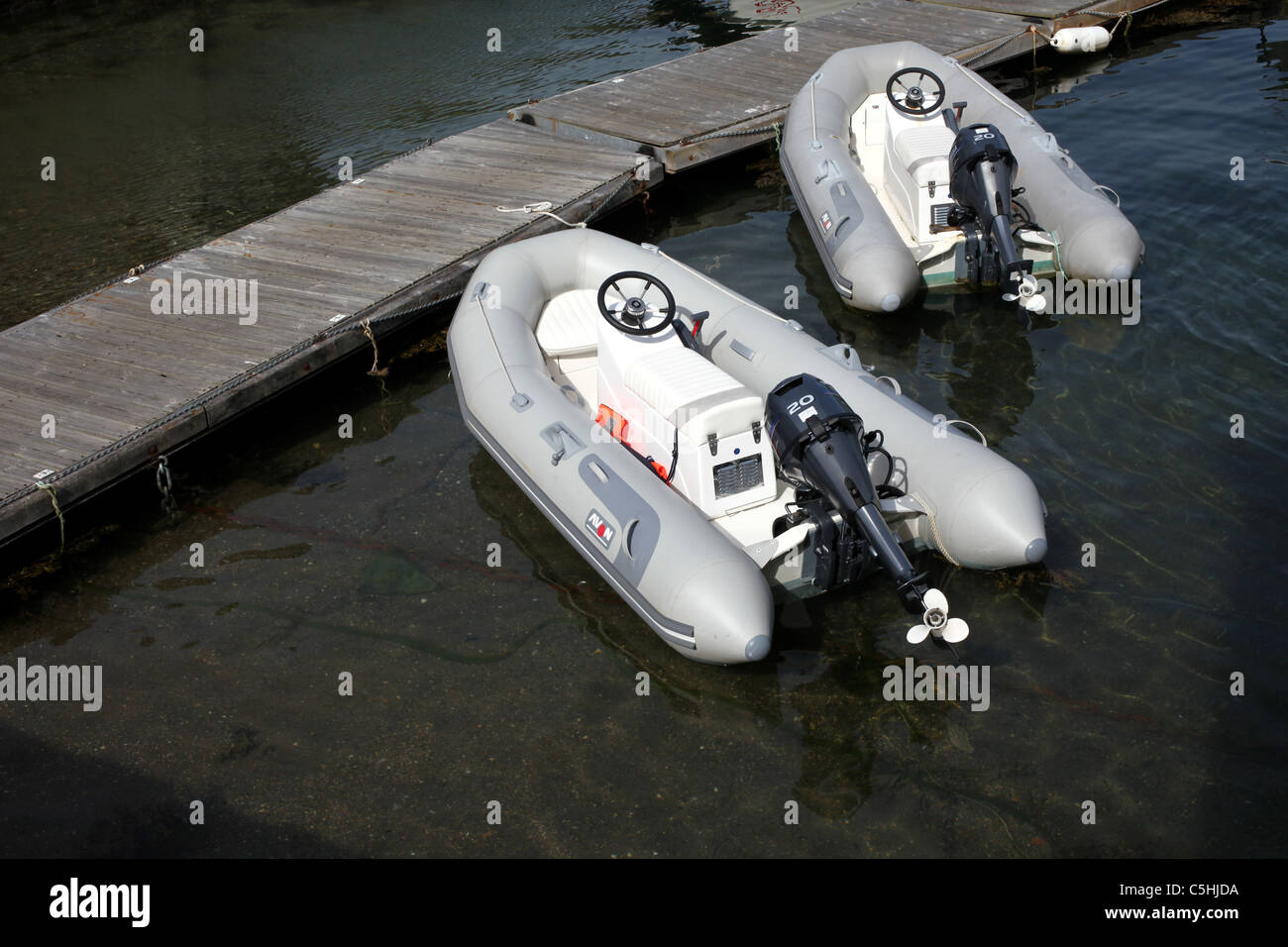 Inflatable rubber boats used as tenders Stock Photo Alamy