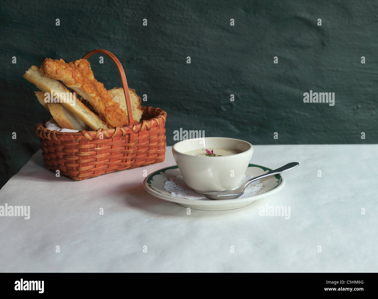 soup bowl with bread Stock Photo Alamy
