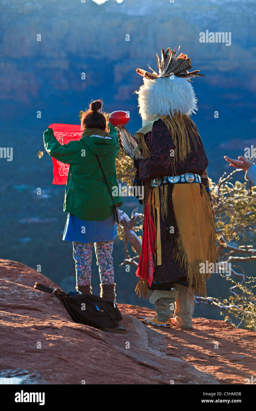 Native american (American Indian) celebrating the sunrise ceremony on