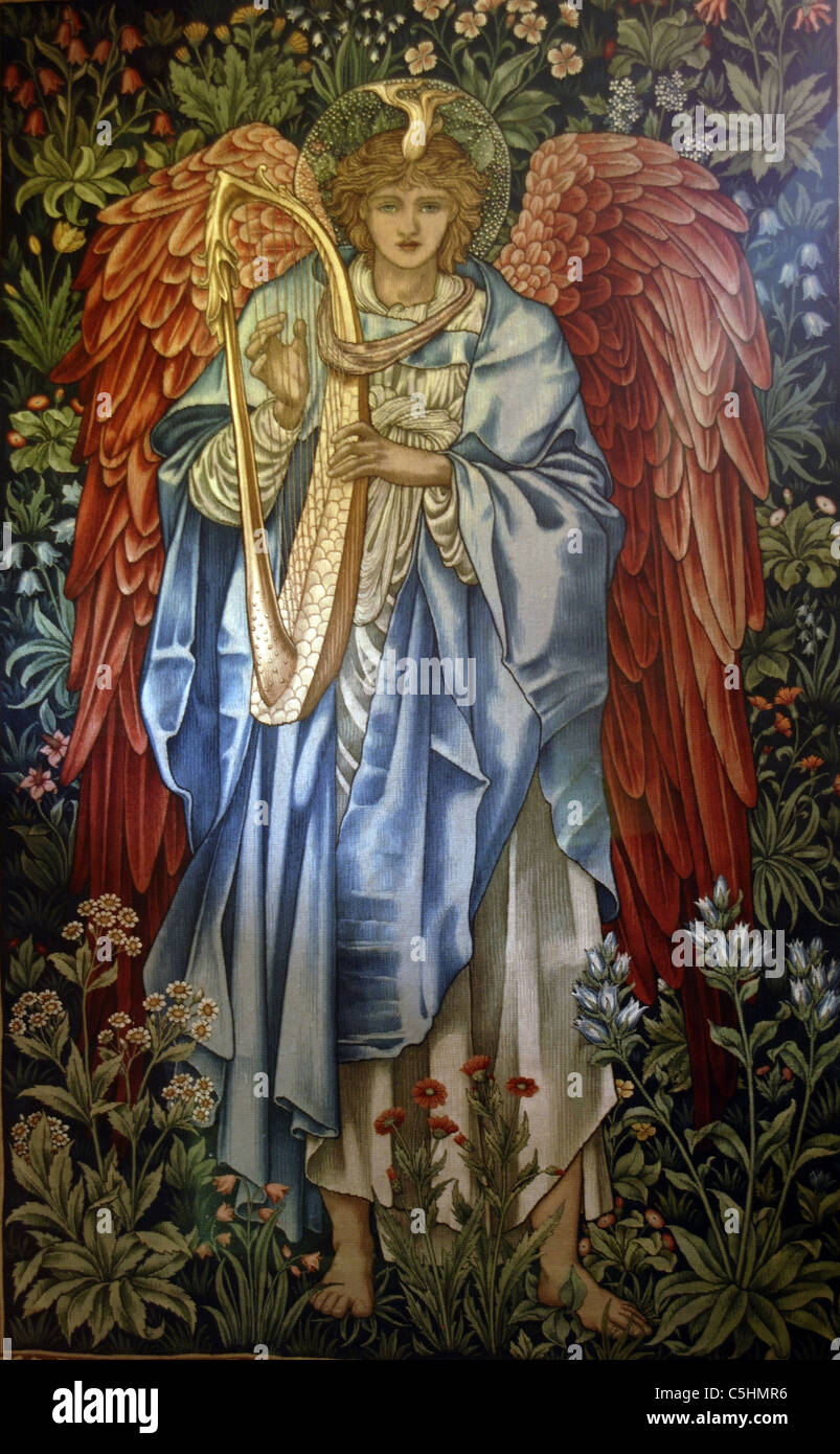 Tapestry depicting an angel Stock Photo