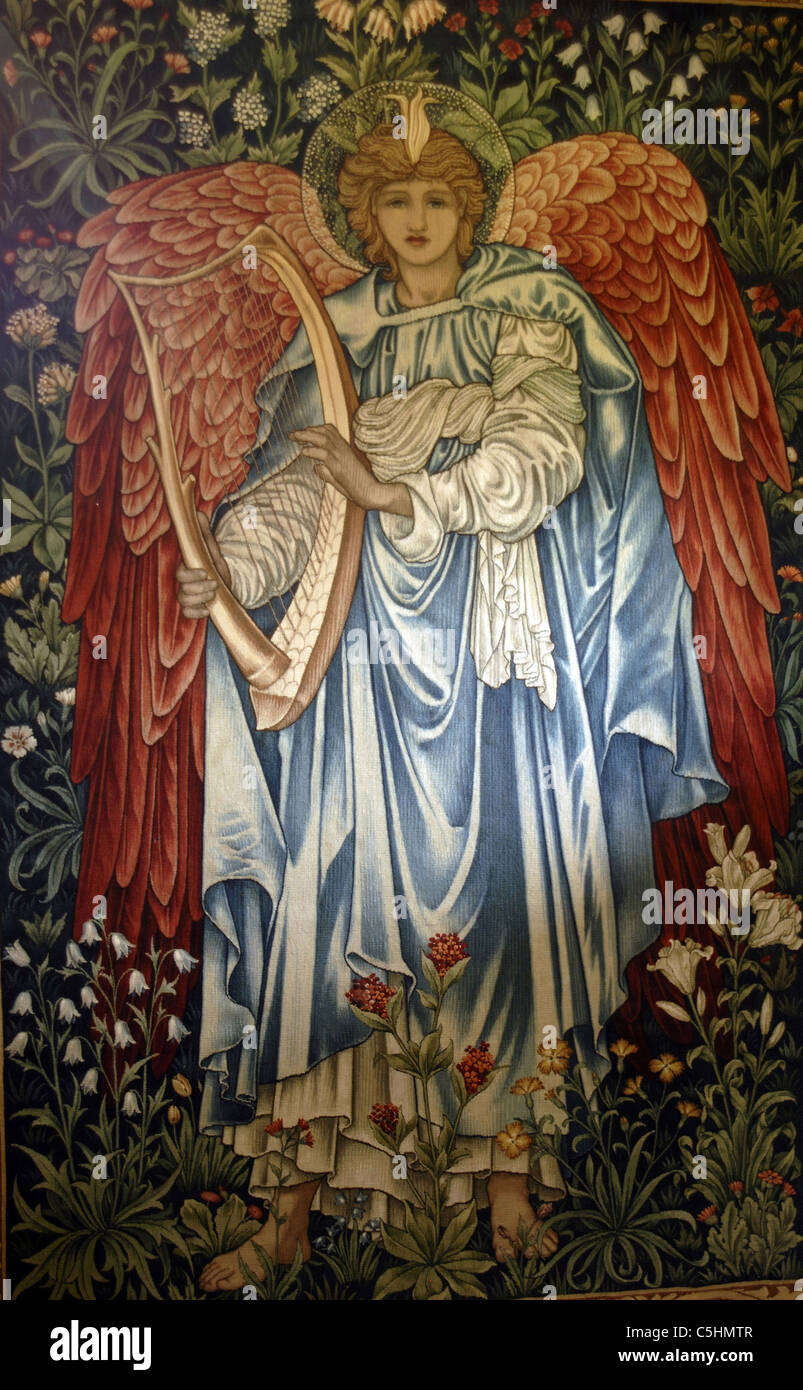 Tapestry depicting an angel Stock Photo