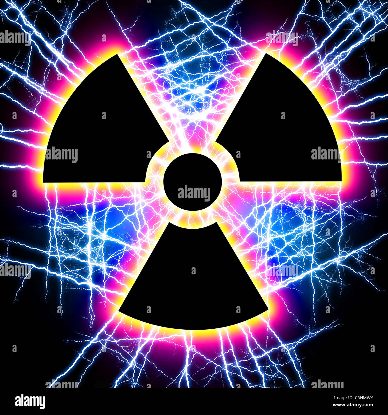 Radiation warning sign Stock Photo