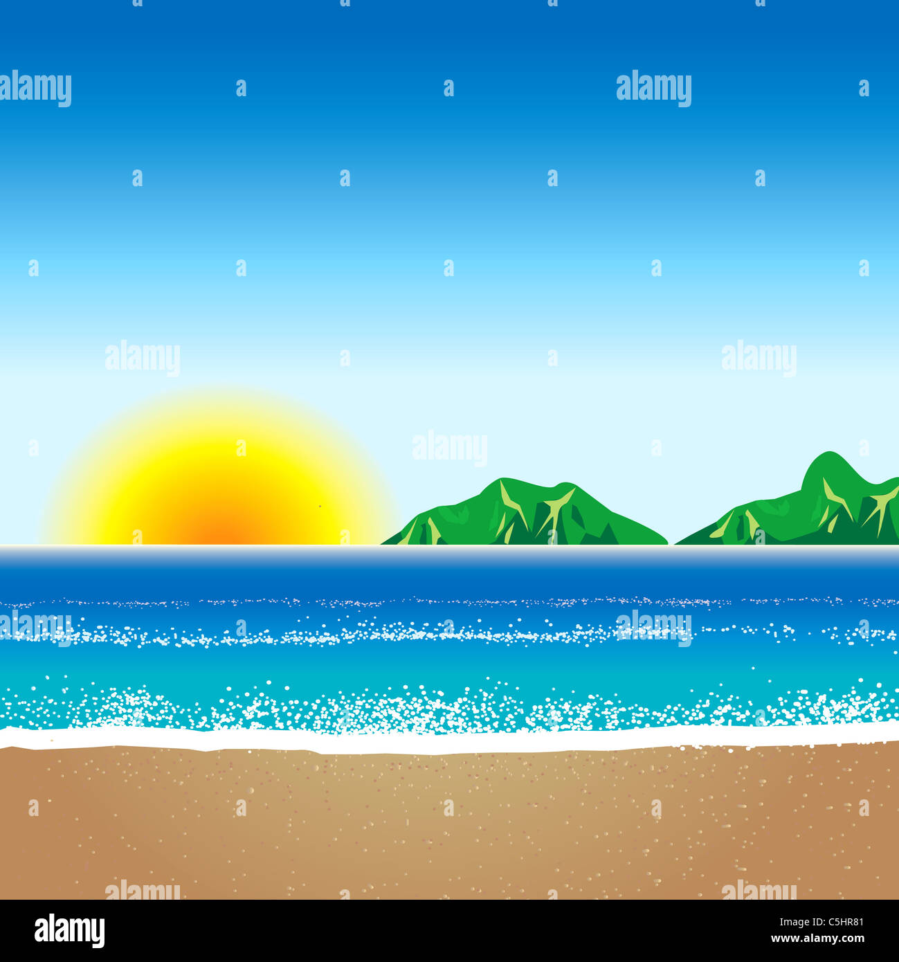Vector illustration of Beach Background 2 Stock Photo - Alamy