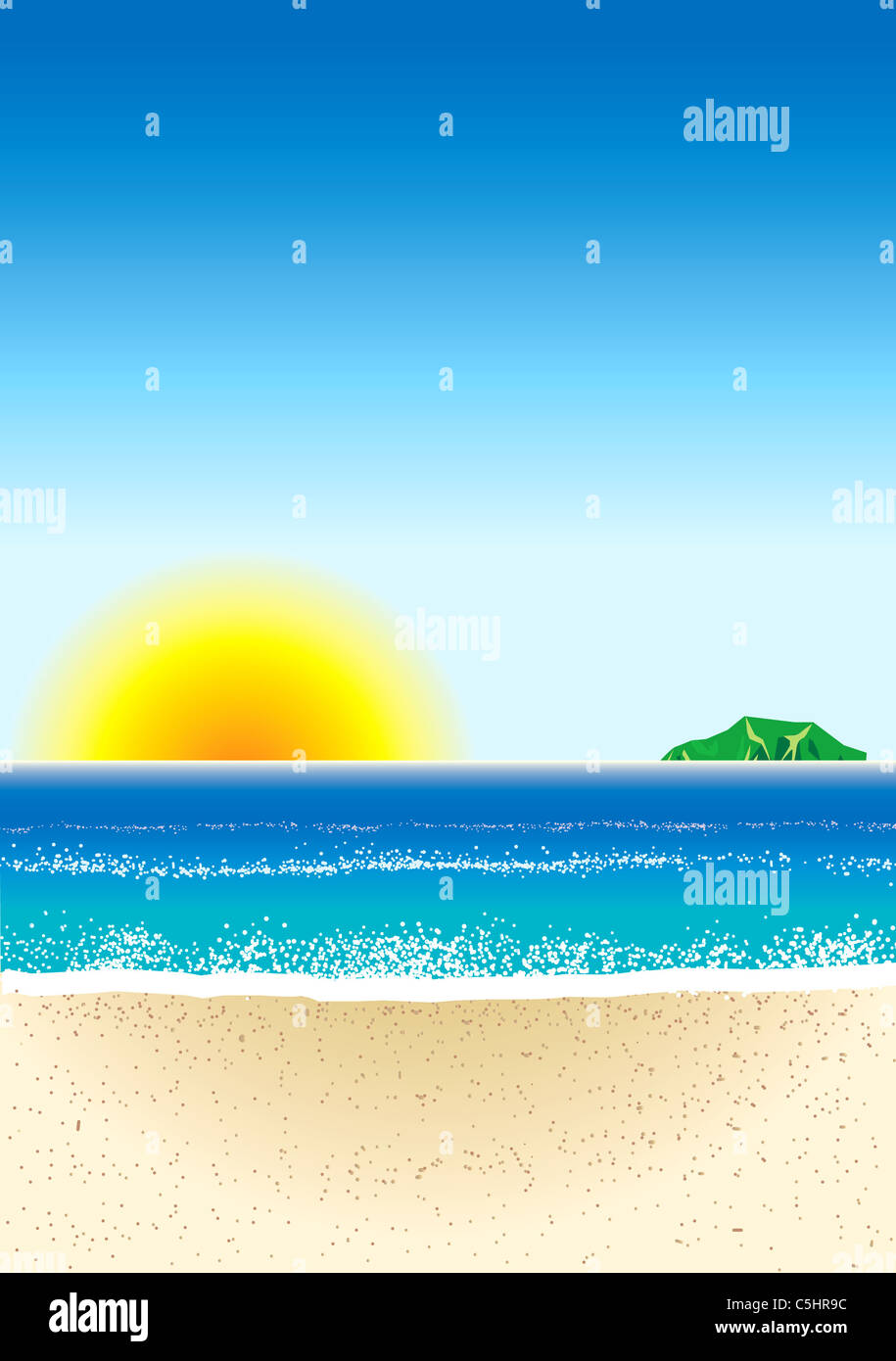 Vector Illustration of Beach Background 3 Stock Photo - Alamy